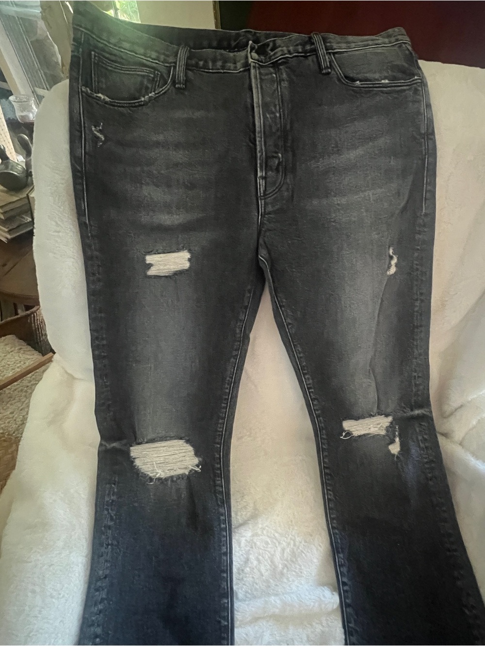 MOTHER Black Distressed Skinny Jeans